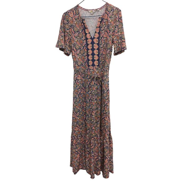 Boden Womens Maxi Dress Size 2 Petite Floral BOHO Festal Tie Waist Short Sleeve - Picture 1 of 11
